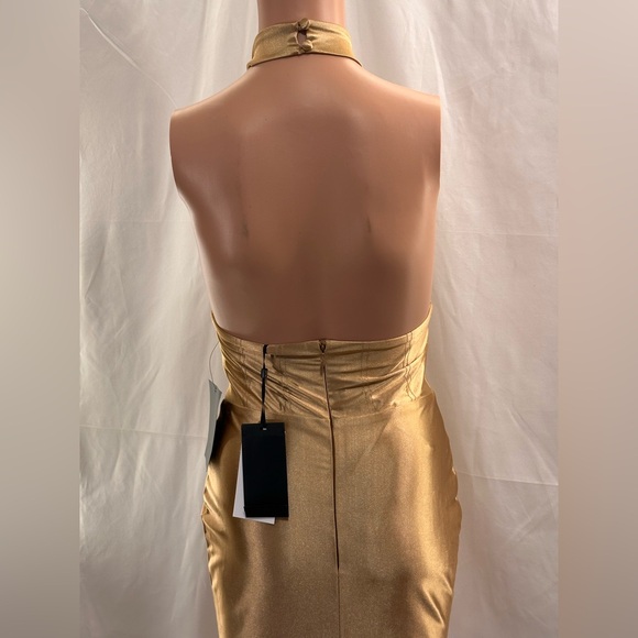 NWT retrofete Charity Dress in Gold new FWRD metallic corset cutout maxi - Picture 12 of 14